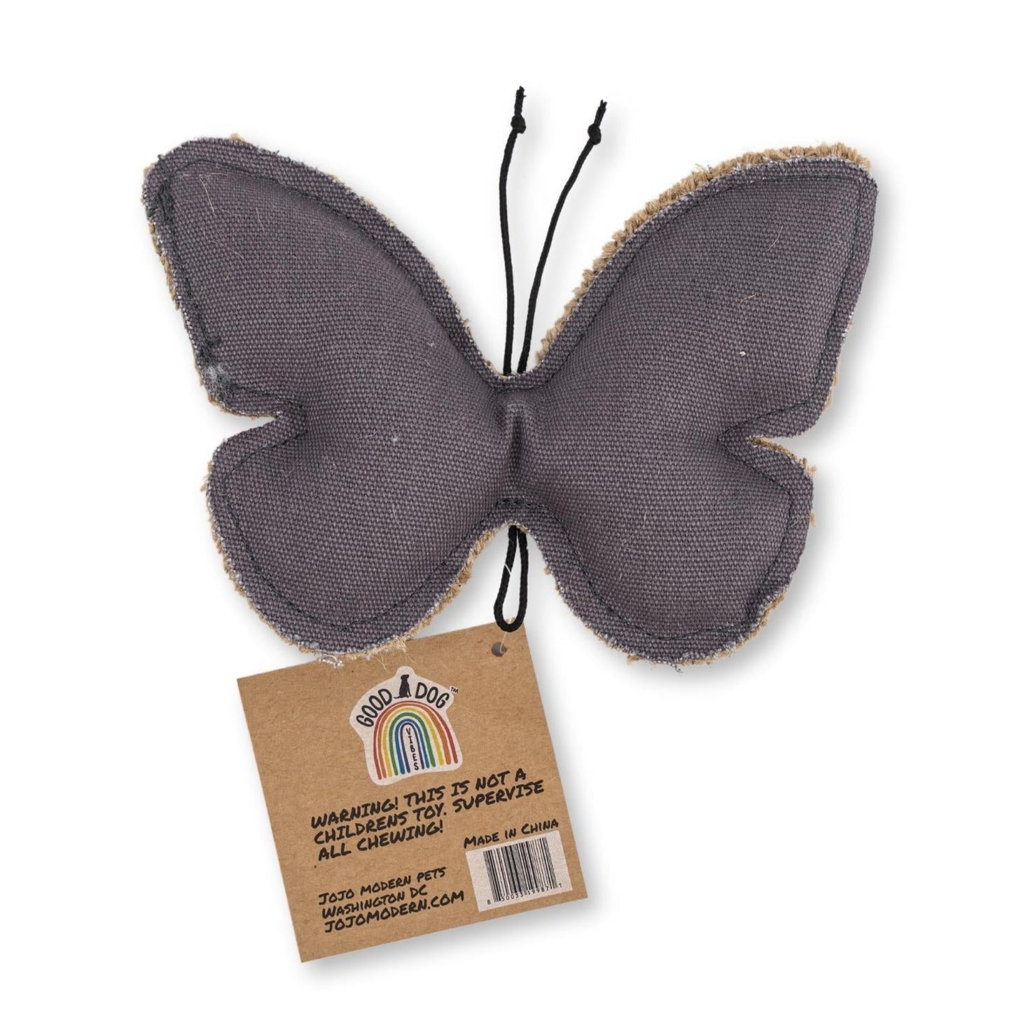 Sustainable Butterfly-Shaped Canvas & Jute Chew Toy for Dogs-2