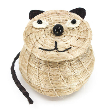Kids Cool Cat Tiny Lidded Basket 2" x 2.5" - Sumiye Co