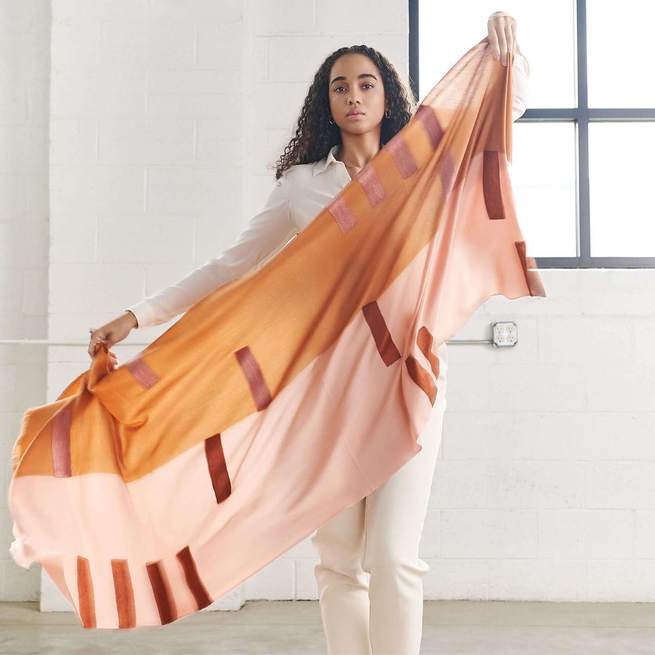 Hand Embroidered Modern Artisanal Scarf