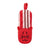Red cat-shaped towel holder with striped pattern on a white background