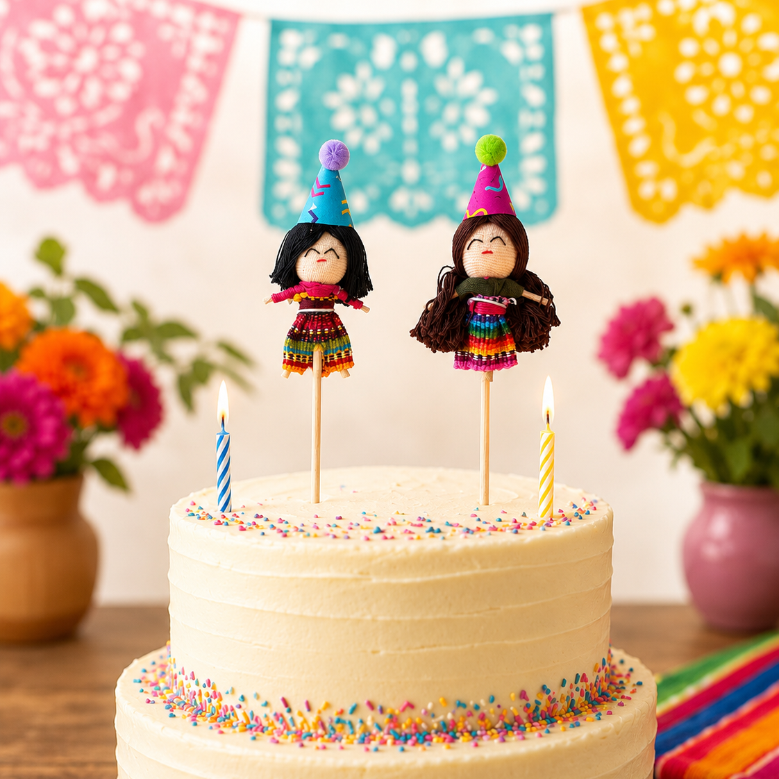 Birthday Cake Topper Doll & Candle