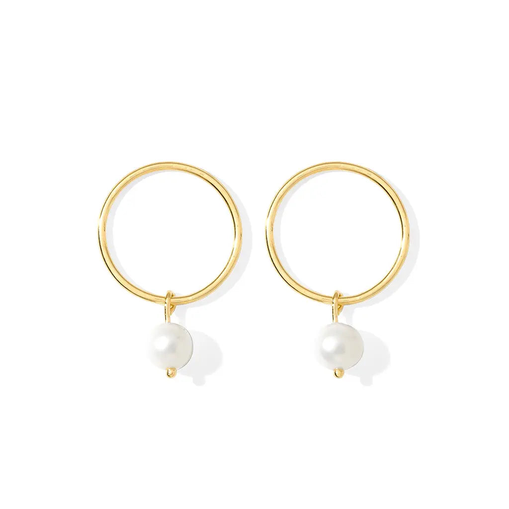 Circle Freshwater Pearl Earrings-0