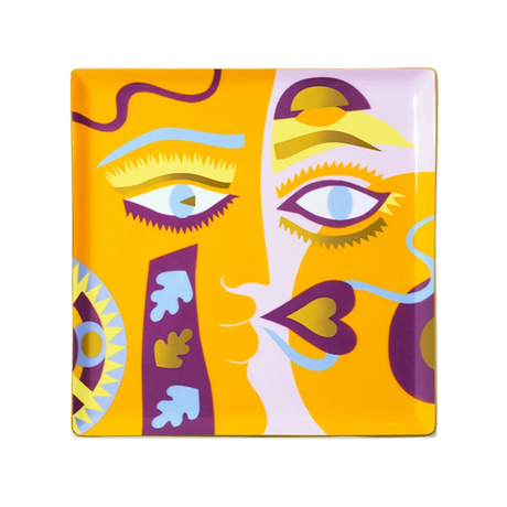 Colorful abstract face design on a white background