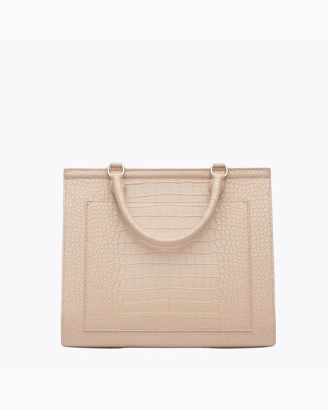 The Large Luncher - Cream Croc | Designer Lunch Bags & Totes - Sumiye Co