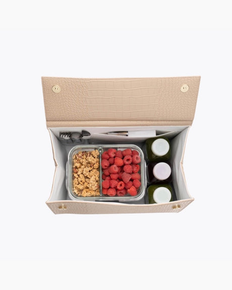 The Large Luncher - Cream Croc | Designer Lunch Bags & Totes - Sumiye Co