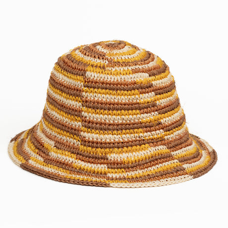 Woven Bucket Hat - Crocheted Multicolor Stripe - Sumiye Co
