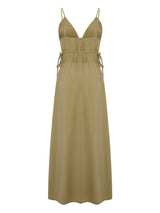 Sofia Ties Maxi Dress - Khaki Green