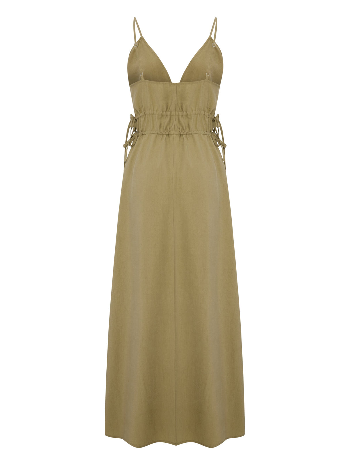 Sofia Ties Maxi Dress - Khaki Green - Sumiye Co
