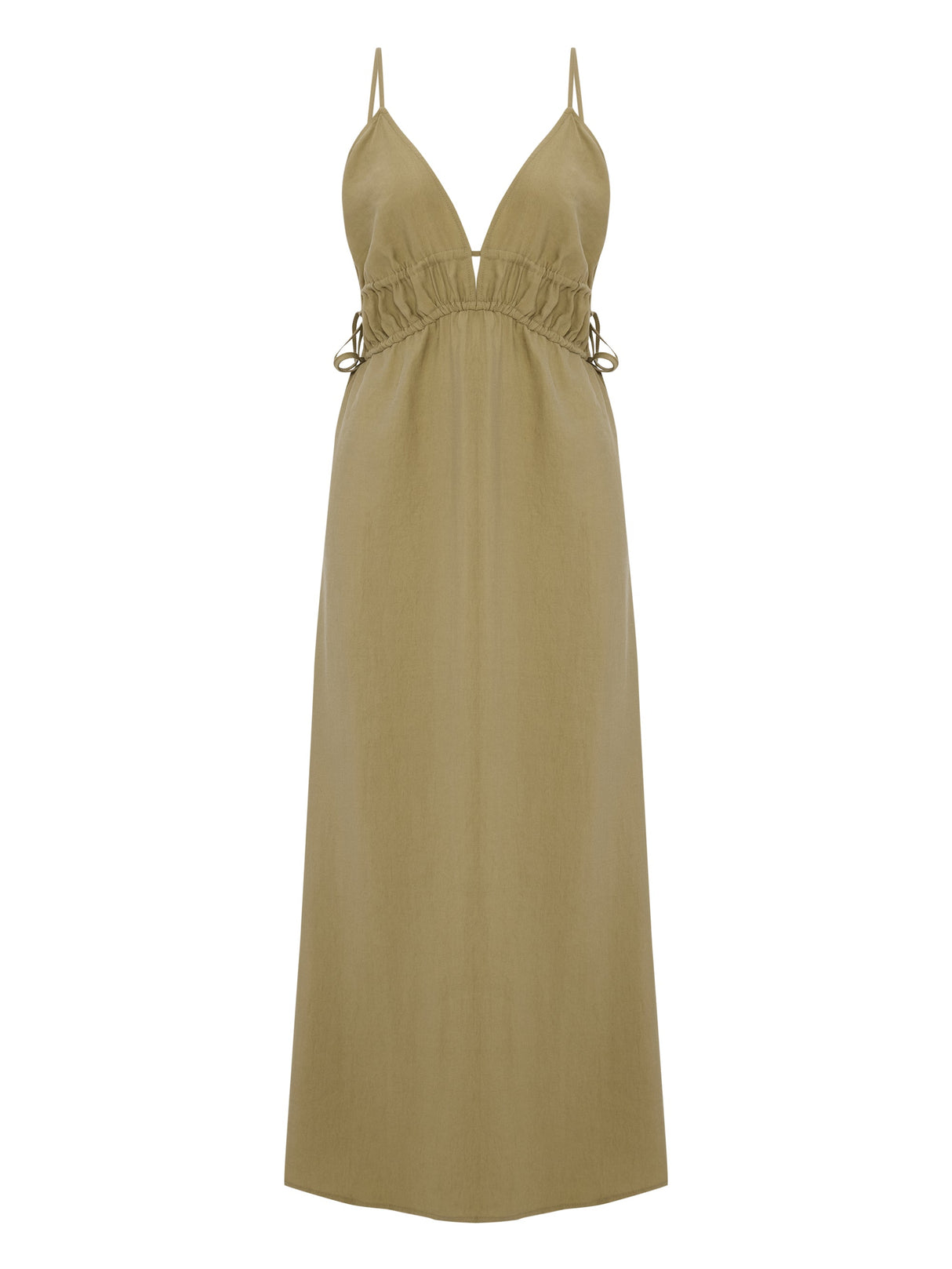 Sofia Ties Maxi Dress - Khaki Green