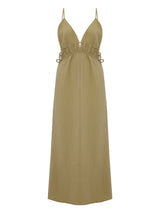 Sofia Ties Maxi Dress - Khaki Green