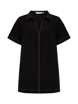 Mae Popover Mini Dress - Black - Sumiye Co
