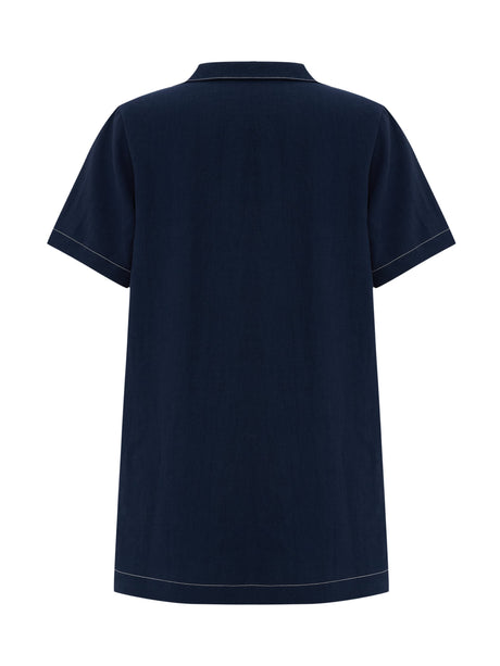 Mae Popover Mini Dress - Navy - Sumiye Co