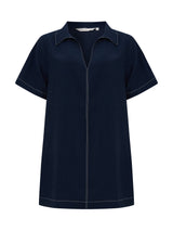 Mae Popover Mini Dress - Navy - Sumiye Co