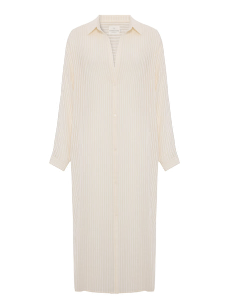 Voyage Shirt Dress - White Stripes - Sumiye Co