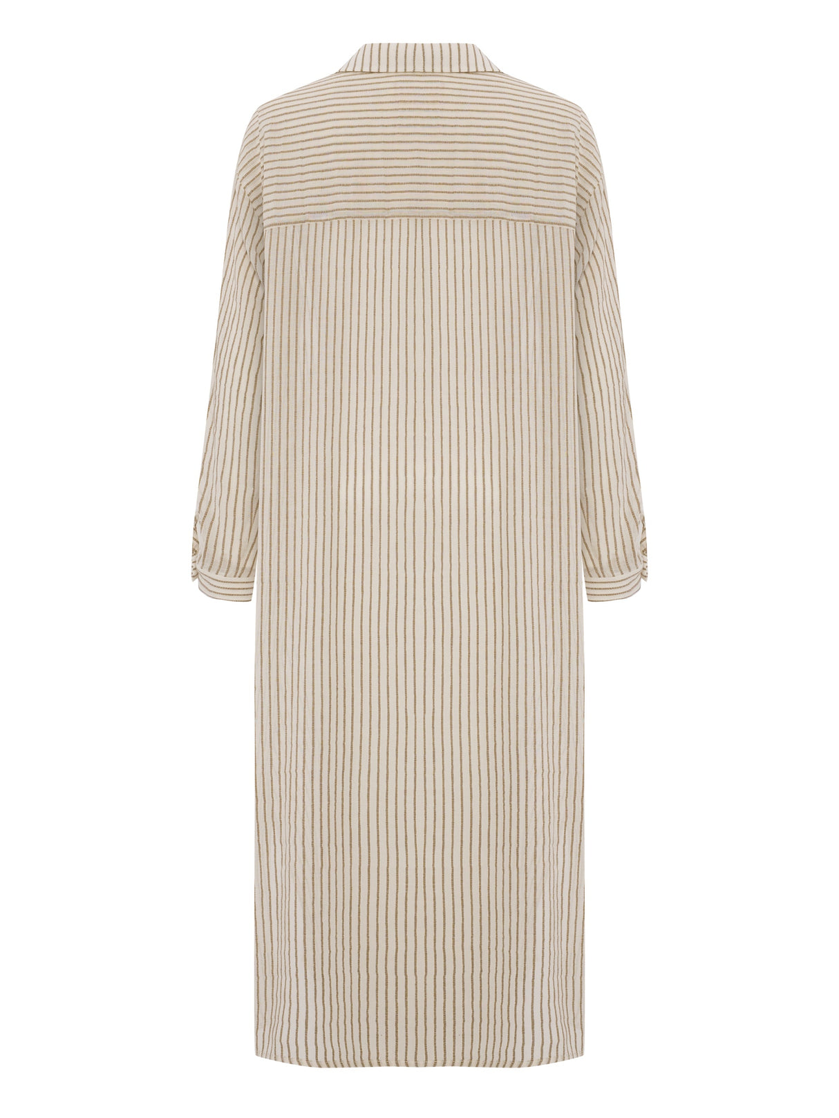 Voyage Shirt Dress - Khaki Green Stripes - Sumiye Co