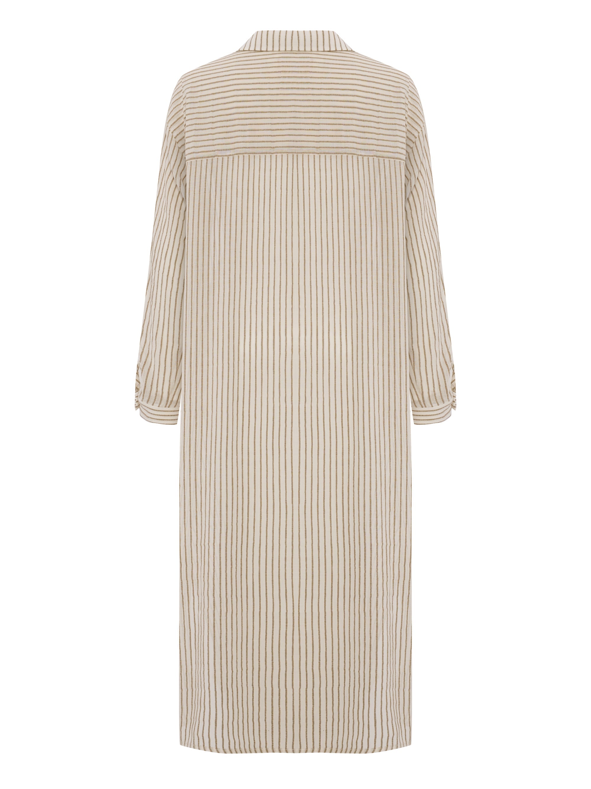 Voyage Shirt Dress - Khaki Green Stripes - Sumiye Co