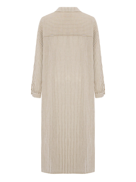 Voyage Shirt Dress - Khaki Green Stripes - Sumiye Co