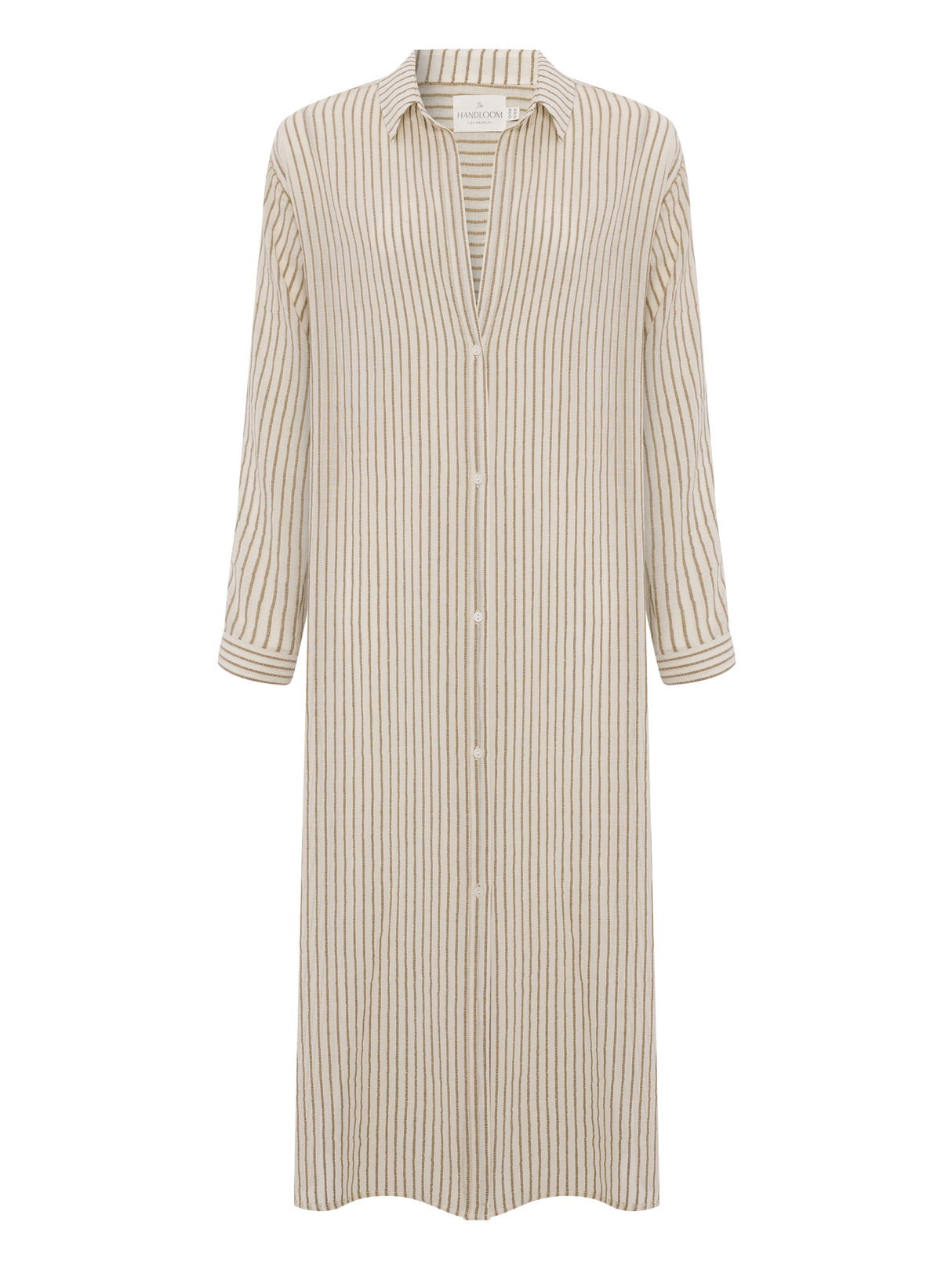 Voyage Shirt Dress - Khaki Green Stripes - Sumiye Co
