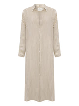 Voyage Shirt Dress - Khaki Green Stripes - Sumiye Co