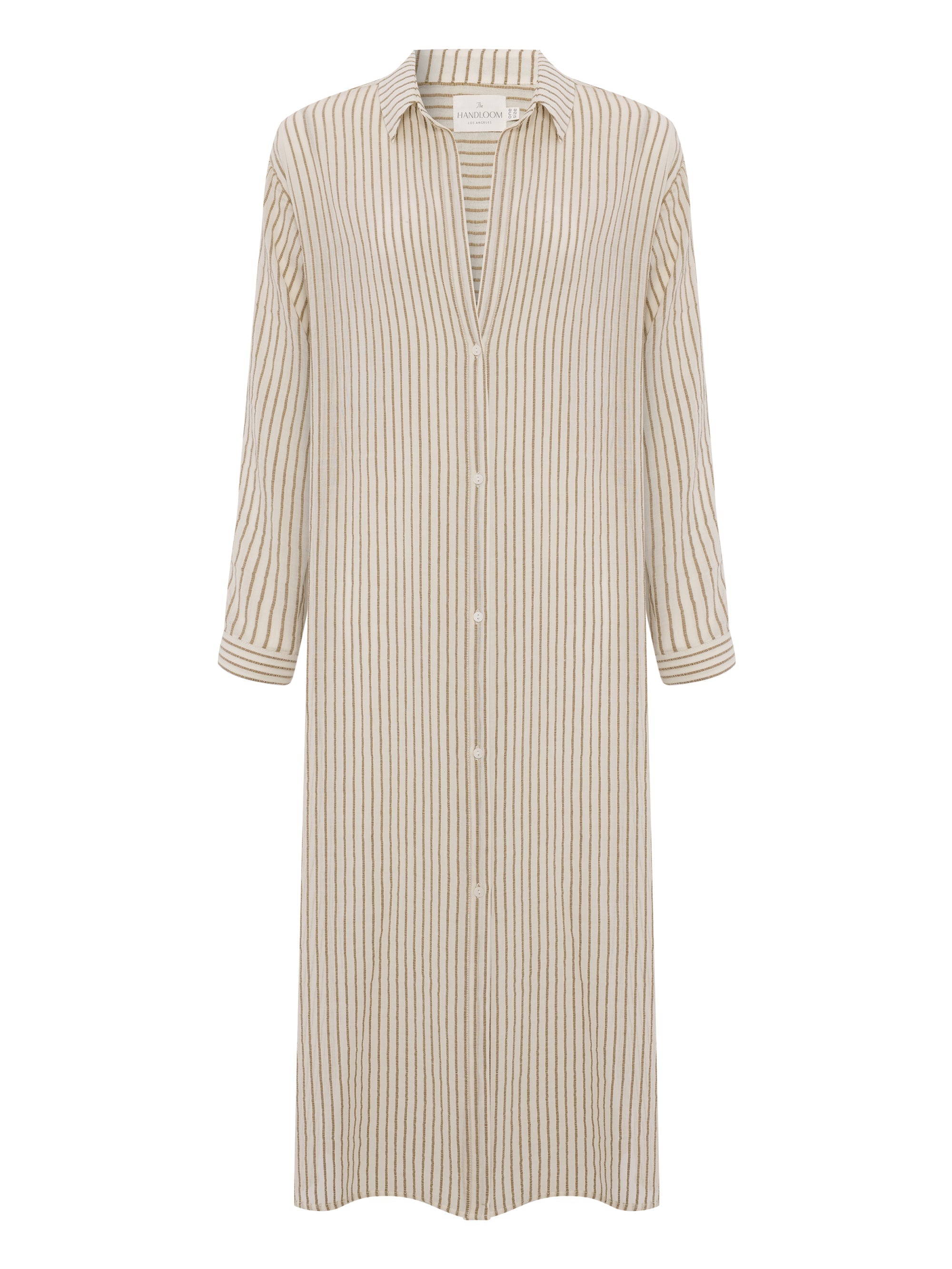 Voyage Shirt Dress - Khaki Green Stripes - Sumiye Co