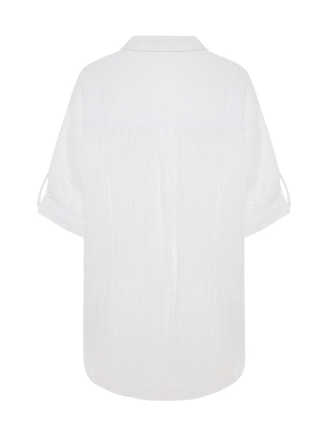 Kaya Oversized Shirt Dress - White - Sumiye Co