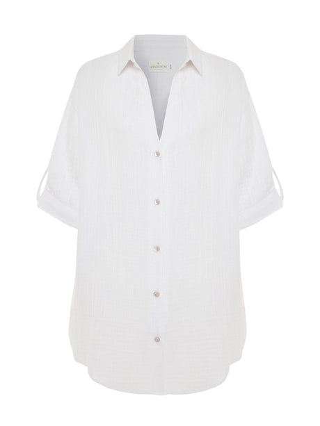 Kaya Oversized Shirt Dress - White - Sumiye Co
