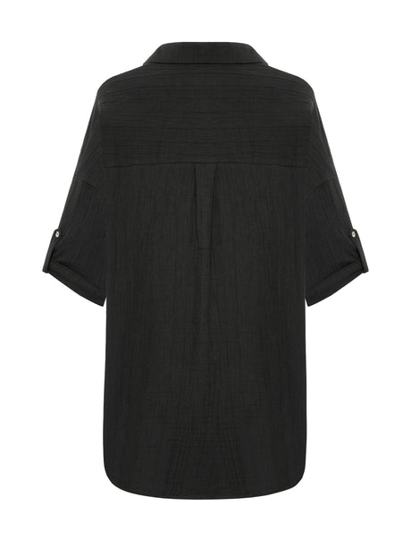 Kaya Oversized Shirt Dress - Charcoal - Sumiye Co