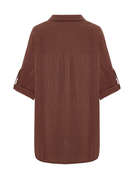Kaya Oversized Shirt Dress - Terracotta - Sumiye Co