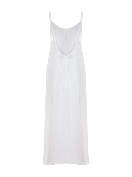 Aura Low Back Maxi Dress - White - Sumiye Co