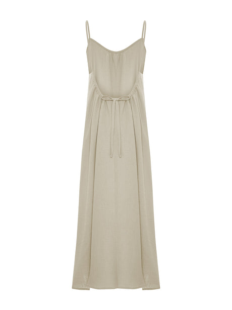 Aura Low Back Maxi Dress - Oatmeal - Sumiye Co