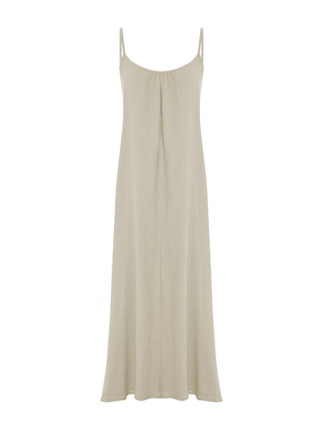 Aura Low Back Maxi Dress - Oatmeal - Sumiye Co