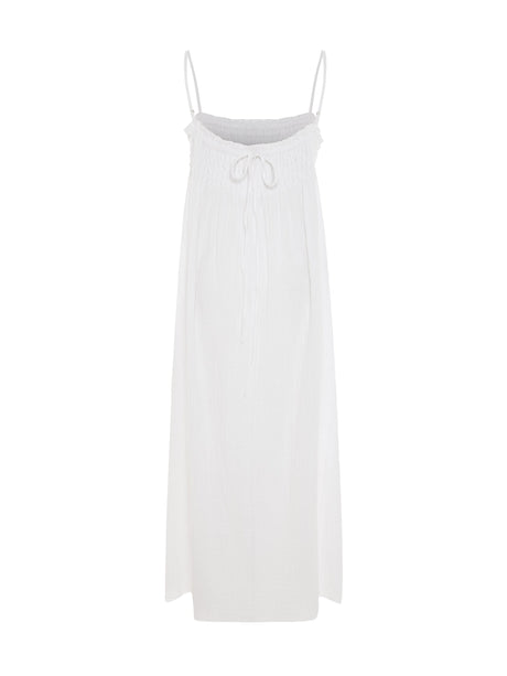 Kaya Smocked Maxi Dress - White - Sumiye Co