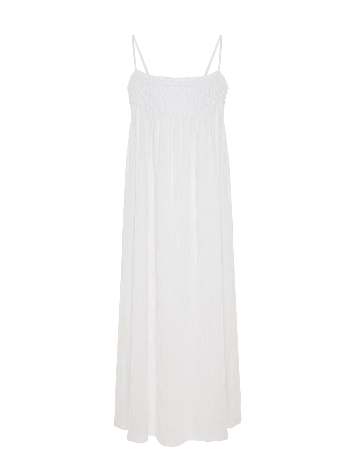 Kaya Smocked Maxi Dress - White - Sumiye Co