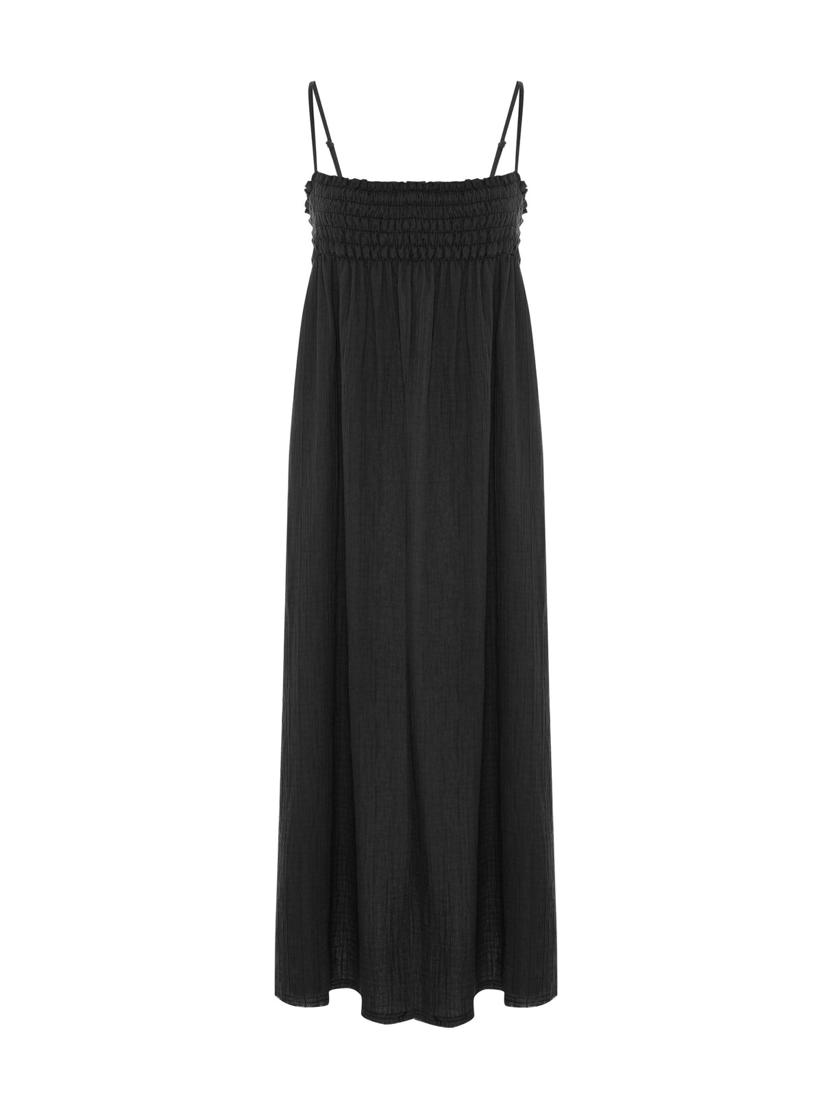 Kaya Smocked Maxi Dress - Charcoal - Sumiye Co