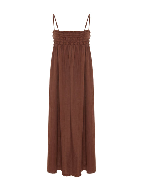 Kaya Smocked Maxi Dress - Terracotta - Sumiye Co