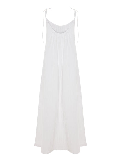 Kaya Tie Strap Maxi Dress - White - Sumiye Co