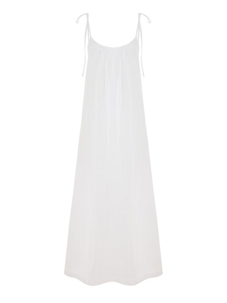 Kaya Tie Strap Maxi Dress - White - Sumiye Co
