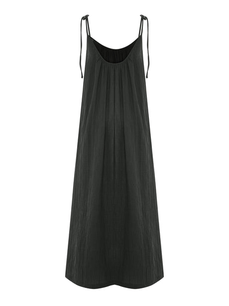 Kaya Tie Strap Maxi Dress - Charcoal - Sumiye Co