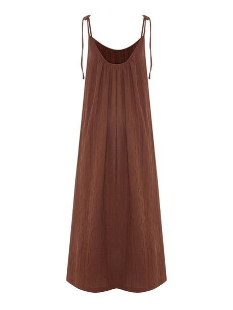 Kaya Tie Strap Maxi Dress - Terracotta - Sumiye Co