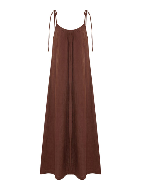 Kaya Tie Strap Maxi Dress - Terracotta - Sumiye Co