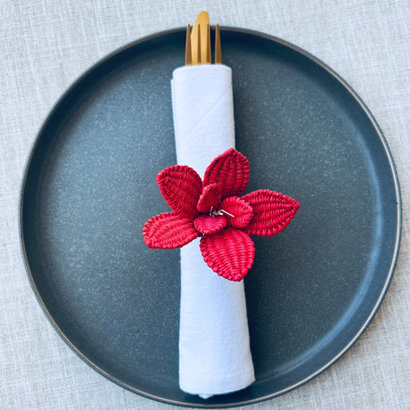 Red Hibiscus Flower Napkin Ring  – Table Decor Colombia