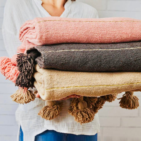 Moroccan Tasseled Blankets 78" x 58" - Sumiye Co