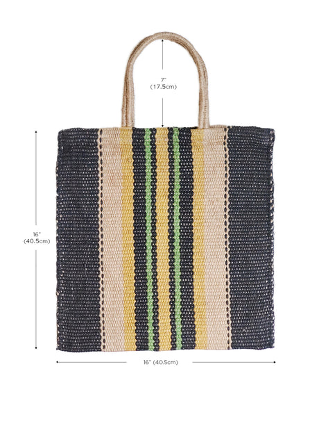 Dora Jute Tote Bag - Multi Navy-3