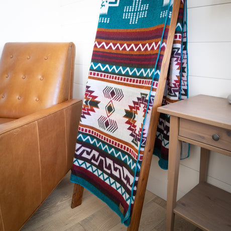 Alpaca Wool Reversible Blanket - Turquoise 90" x 78” - Sumiye Co