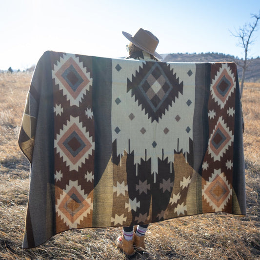 Alpaca Wool Reversible Blanket - Mojave 90" x 78” by Alpaca Threadz