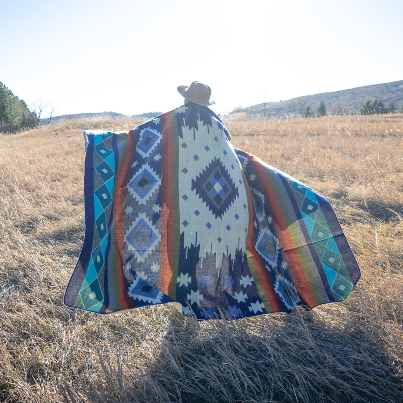Alpaca Wool Reversible Blanket - Ocean Breeze 90" x 78” - Sumiye Co