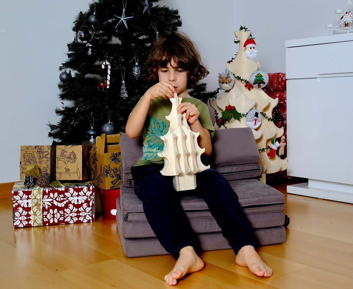 Wooden Small Christmas Tree & Felt Ornaments Set-2