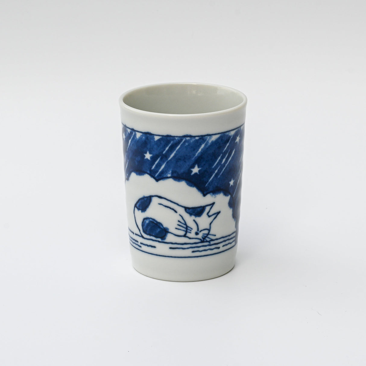 Adorable Cat 2 Tea Cup, Blue & White Mino-Ware, 180ml (6oz.)