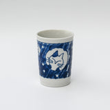 Adorable Cat 4 Tea Cup, Blue & White Mino-Ware, 180ml (6oz.)
