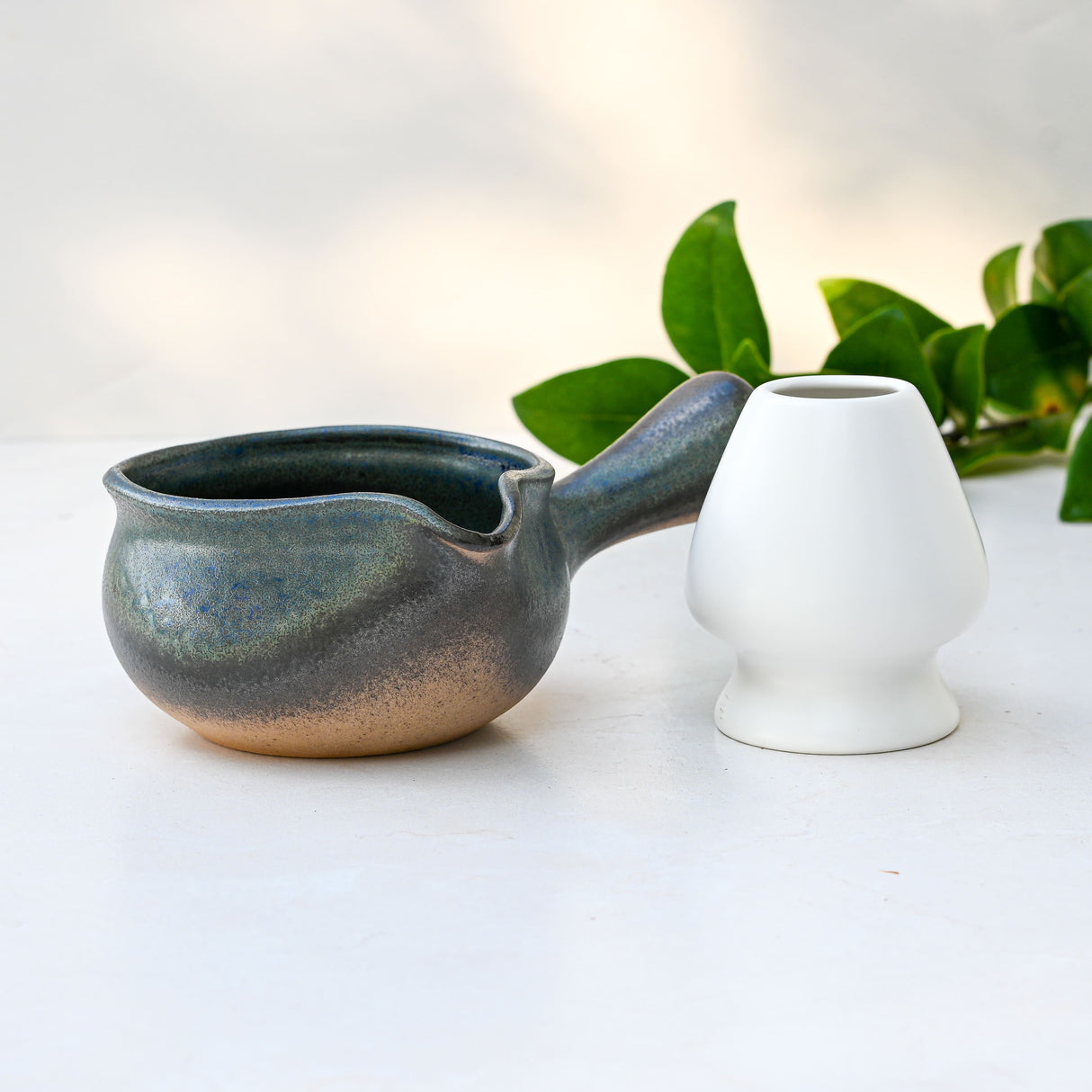 Blue Spouted Ceramic Matcha Bowl by Aprika Life - Sumiye Co